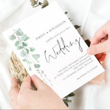 Moderne Eucalyptus Elegant Script Wedding