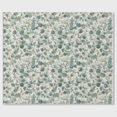 Moderne Eucalyptus en Witte Bloemdesign Cadeaupapier (Vlak)