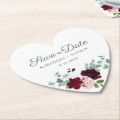 Moderne eucalyptus Floral bewaar de datum van het Kartonnen Onderzetters (Gekanteld)