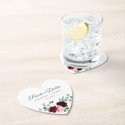 Moderne eucalyptus Floral bewaar de datum van het Kartonnen Onderzetters (Insitu)