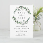 Moderne Eucalyptus Floral Geometric Lijst Wedding  Save The Date (Staand voorkant)