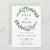 Moderne Eucalyptus Floral Geometric Lijst Wedding  Save The Date (Voorkant / Achterkant)