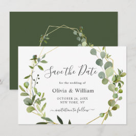 Moderne Eucalyptus Floral Geometric Lijst Wedding Save The Date