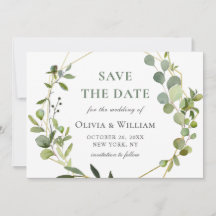 Moderne Eucalyptus Floral Geometric Lijst Wedding