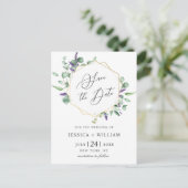 Moderne Eucalyptus Floral Wedding Save the Date Briefkaart (Staand voorkant)
