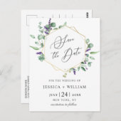 Moderne Eucalyptus Floral Wedding Save the Date Briefkaart (Voorkant / Achterkant)