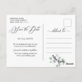 Moderne Eucalyptus Floral Wedding Save the Date Briefkaart (Achterkant)