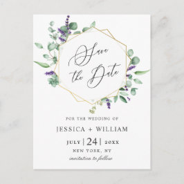 Moderne Eucalyptus Floral Wedding Save the Date Briefkaart