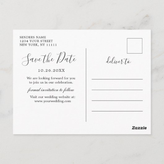 Moderne Eucalyptus Floral Wedding Save the Date Briefkaart (Achterkant)