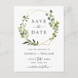 Moderne Eucalyptus Floral Wedding Save the Date Briefkaart