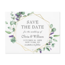 Moderne Eucalyptus Floral Wedding Save the Date