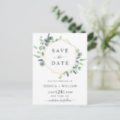 Moderne Eucalyptus Floral Wedding Save the Date Briefkaart (Staand voorkant)