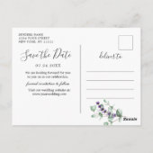 Moderne Eucalyptus Floral Wedding Save the Date Briefkaart (Achterkant)