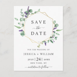Moderne Eucalyptus Floral Wedding Save the Date Briefkaart
