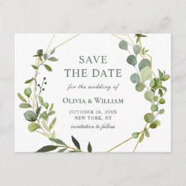 Moderne Eucalyptus Floral Wedding Save the Date Briefkaart