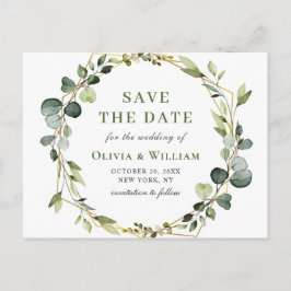Moderne Eucalyptus Floral Wedding Save the Date Briefkaart