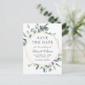 Moderne Eucalyptus Floral Wedding Save the Date Briefkaart (Staand voorkant)