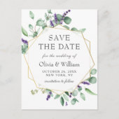 Moderne Eucalyptus Floral Wedding Save the Date Briefkaart (Voorkant)