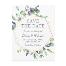 Moderne Eucalyptus Floral Wedding Save the Date
