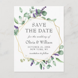 Moderne Eucalyptus Floral Wedding Save the Date Briefkaart