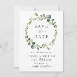 Moderne Eucalyptus Floral Wreath Lijst Wedding Save The Date
