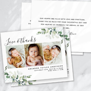 Moderne Eucalyptus foto Baby Dank u kaart