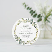 Moderne Eucalyptus FOTO Bruiloft SAVE THE DATE Boh Kaart (Staand voorkant)