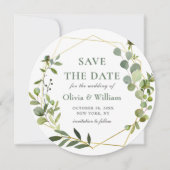 Moderne Eucalyptus FOTO Bruiloft SAVE THE DATE Kaart (Voorkant)