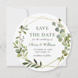 Moderne Eucalyptus FOTO Bruiloft SAVE THE DATE Kaart