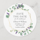 Moderne Eucalyptus FOTO Bruiloft SAVE THE DATE Kaart (Voorkant)