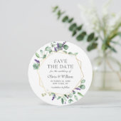 Moderne Eucalyptus FOTO Bruiloft SAVE THE DATE Kaart (Staand voorkant)