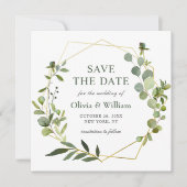 Moderne Eucalyptus FOTO Bruiloft SAVE THE DATE Kaart (Voorkant)