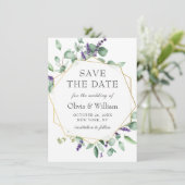 Moderne Eucalyptus FOTO Bruiloft SAVE THE DATE Kaart (Staand voorkant)
