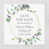 Moderne Eucalyptus FOTO Bruiloft SAVE THE DATE Kaart (Voorkant)