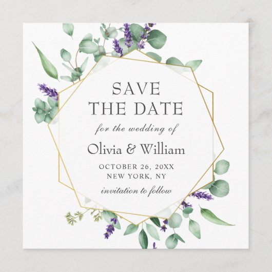 Moderne Eucalyptus FOTO Bruiloft SAVE THE DATE Kaart (Voorkant)