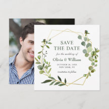 Moderne Eucalyptus FOTO Bruiloft WACHT DE DATUM