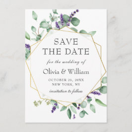 Moderne Eucalyptus FOTO Huwelijk SAVE THE DATE Kaart