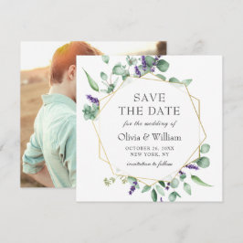 Moderne Eucalyptus FOTO Huwelijk SAVE THE DATE Kaart