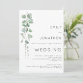 Moderne Eucalyptus Foto QR Code Trouwfeest Kaart (Staand voorkant)