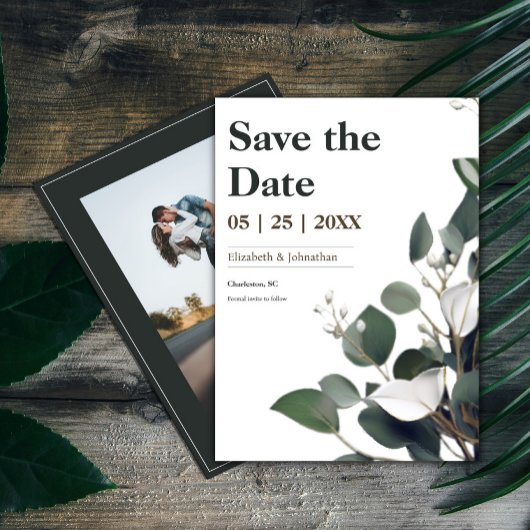 Moderne eucalyptus foto save the date