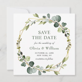 Moderne Eucalyptus FOTO Trouwkaart SAVE THE DATE B Kaart