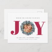 Moderne Eucalyptus Foto Typografie Kerstkaart Briefkaart (Voorkant / Achterkant)