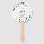 Moderne Eucalyptus gebladerte bruiloft programma Handwaaier (Voorkant)