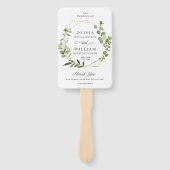 Moderne Eucalyptus gebladerte bruiloft programma Handwaaier (Voorkant)
