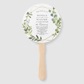 Moderne Eucalyptus gebladerte bruiloft programma Handwaaier (Voorkant)