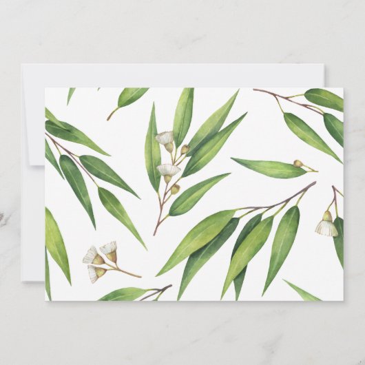 Moderne Eucalyptus gebladerte bruiloft uitnodiging (Achterkant)