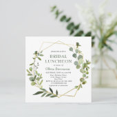 Moderne Eucalyptus Geometric Lijst BRIDAL LUNCHEON Kaart (Staand voorkant)
