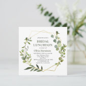 Moderne Eucalyptus Geometric Lijst BRIDAL LUNCHEON Kaart (Staand voorkant)