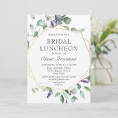 Moderne Eucalyptus Geometric Lijst Bridal Luncheon Kaart (Staand voorkant)