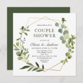 Moderne Eucalyptus Geometric Lijst COUPLE SHOWER Kaart (Voorkant / Achterkant)